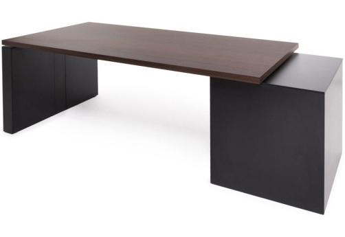 Стол для руководителя с опорной тумбой Ролано, цвет эвкалипт темный + черный
