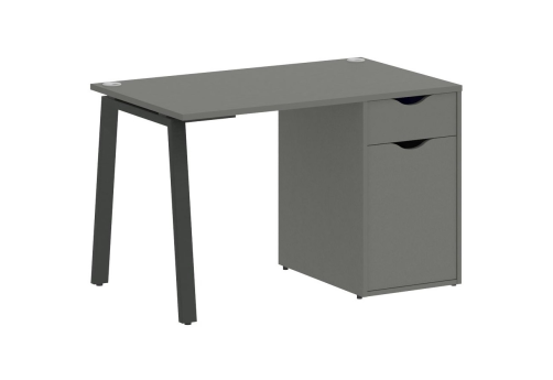 Стол письменный с тумбой, цвет металлик + антрацит