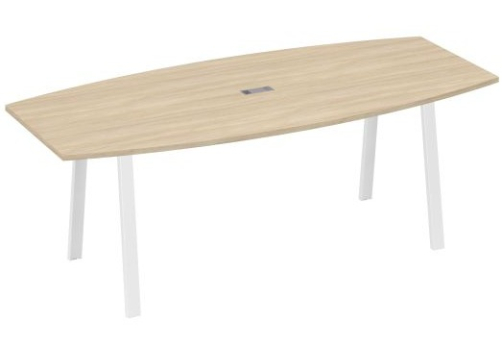 Стол для переговоров Мира Трио, цвет дуб скандинавский + белый