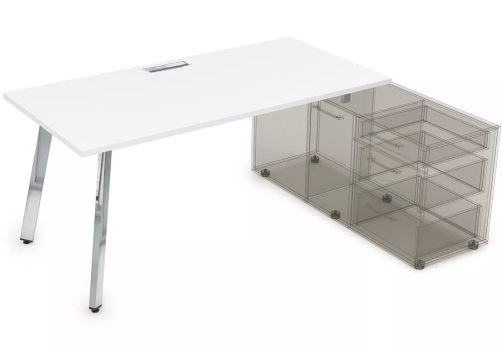 Стол на опорной тумбе, цвет белый премиум