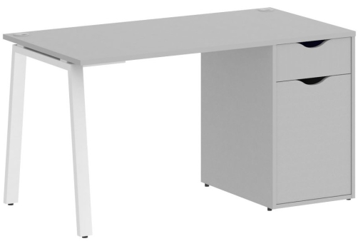 Стол письменный с тумбой, цвет серый + белый