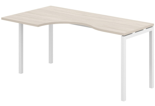 Стол эргономичный левый Индиго Форт, цвет дуб светлый + белый