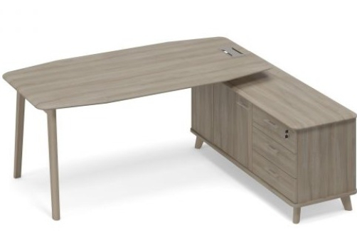 Стол руководителя на опорной тумбе правый (тип 2) Види Вуд, цвет вяз