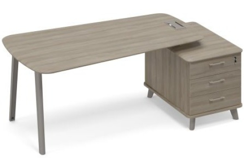 Стoл с малой опорной тумбой (тип 3) для руководителя Види Металл, цвет вяз
