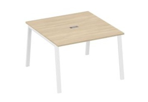 Стол для переговоров Мира Трио, цвет дуб скандинавский + белый
