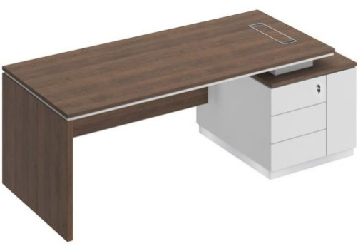 Стол (опора ДСП) на опорной тумбе Римини Т, цвет дуб темный + белый + белый