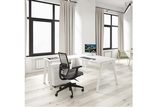 Стол рабочий с боковой приставкой Сильвана, цвет белый