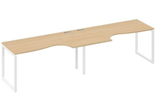Рабочая станция эргономичная (2х160) Мира Одри, цвет натуральный дуб + белый