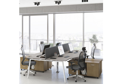 Рабочая станция эргономичная 4х120 Мира Трио, цвет мокко премиум + белый