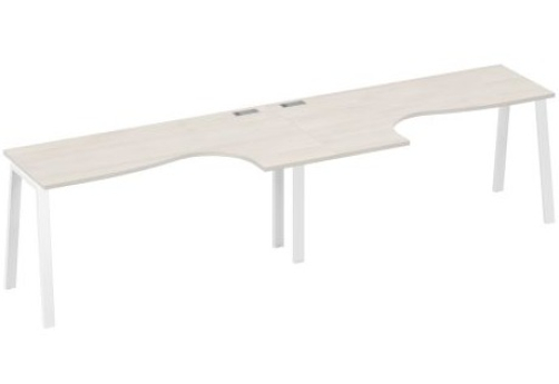 Рабочая станция эргономичная 2х160 Мира Трио, цвет дуб шамони + белый