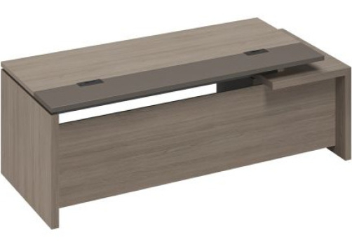 Стол руководителя с кабель-каналами с тумбой подвесной 2-ящичной с замком левый Британия, цвет дуб + серый