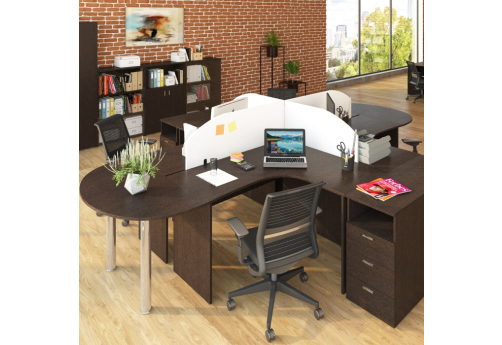 Составной стол на 4 рабочих места МЛ Эко Венге, цвет венге