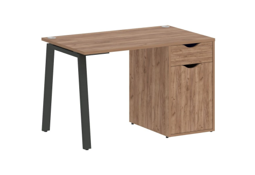 Стол письменный с тумбой, цвет дуб табак + антрацит