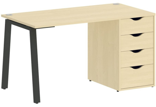 Стол письменный с тумбой 4 ящика, цвет клен + антрацит