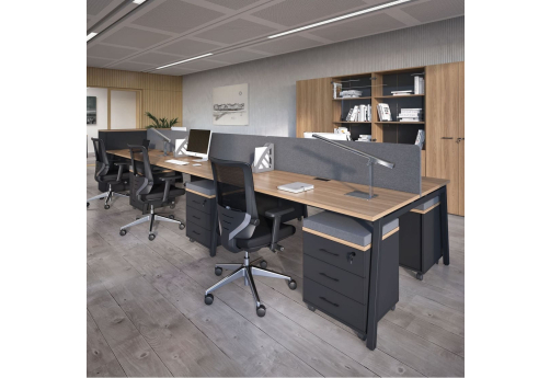 Рабочая станция на 6 мест с А-образными опорами Франклин Персонал, цвет дуб