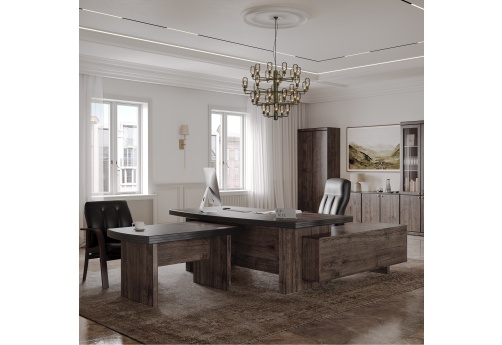 Стол письменный с тумбой и брифинг-приставкой Дакар, цвет дуб апрельский