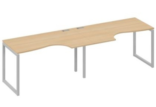 Рабочая станция эргономичная (2х140) Мира Одри, цвет натуральный дуб + серый