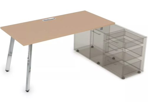 Стол на опорной тумбе, цвет мокко