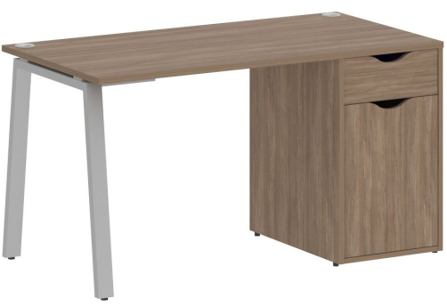 Стол письменный с тумбой, цвет дуб аризона + серый