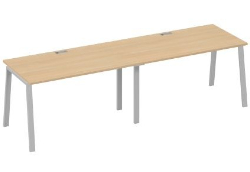 Рабочая станция 2х140 Мира Трио, цвет натуральный дуб + серый