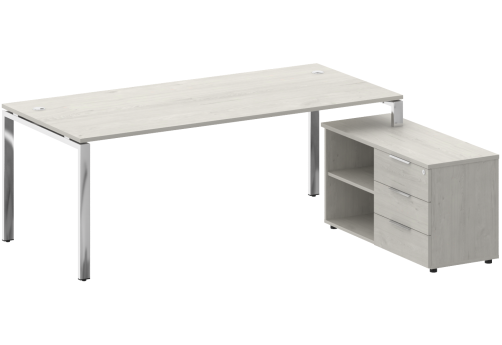 Стол руководителя с опорной тумбой правый, цвет дуб наварра