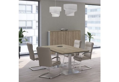 Стол для переговоров на квадратных опорах Римини Т, цвет дуб светлый