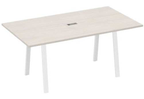 Стол для переговоров 180 Мира Трио, цвет дуб шамони + белый