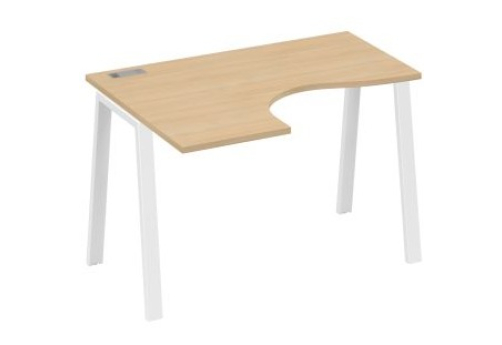 Стол эргономичный левый Мира Трио, цвет натуральный дуб + белый
