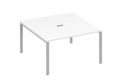 Стол для переговоров квадратный Мира Нумо, цвет белый премиум + серый