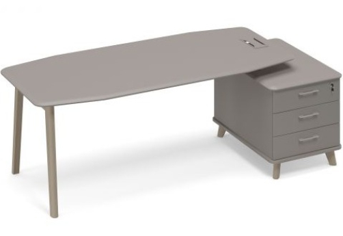 Стол руководителя на малой опорной тумбе правый (тип 2) Види Вуд, цвет вяз + мокко