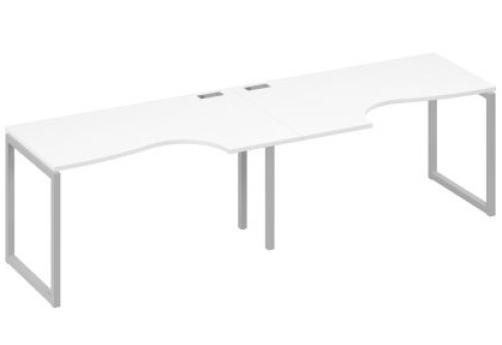 Рабочая станция эргономичная (2х140) Мира Одри, цвет белый премиум + серый