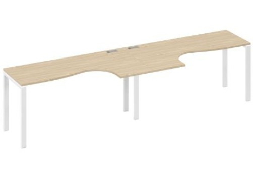 Рабочая станция эргономичная (2х160) Мира Нумо, цвет дуб скандинавский + белый