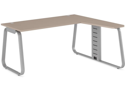 Рабочая станция эргономичная правая (углы прямые) Валетта, цвет серый камень
