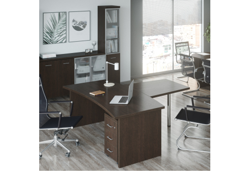 Стол директора с брифинг-приставкой Шервуд, цвета венге