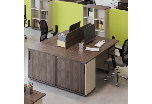 Составной стол на 2 рабочих места Лиани, цвет шамони темный