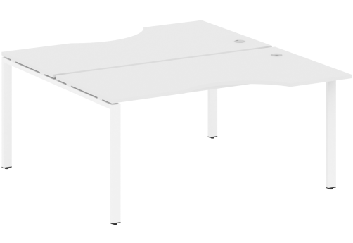 Стол на 2 рабочих места эргономичный, цвет белый