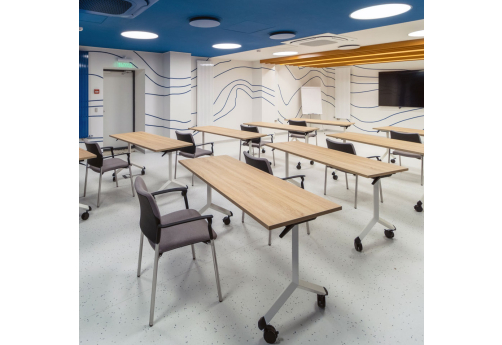 Стол поворотный Принтос Конференц, цвет гикори + черный