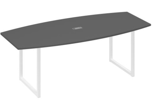 Стол для переговоров фигурный Мира Одри, цвет антрацит премиум + белый