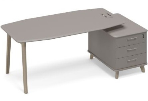 Стол руководителя на малой опорной тумбе правый (тип 2) Види Вуд, цвет вяз + мокко