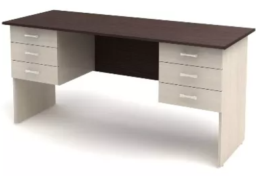 Стол 2-тумбовый (6 ящиков), цвет венге + дуб молочный