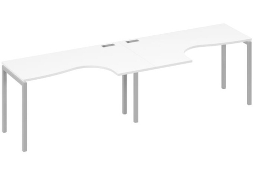 Рабочая станция эргономичная 2х140 Классика Мира Лофт, цвет белый премиум + серый