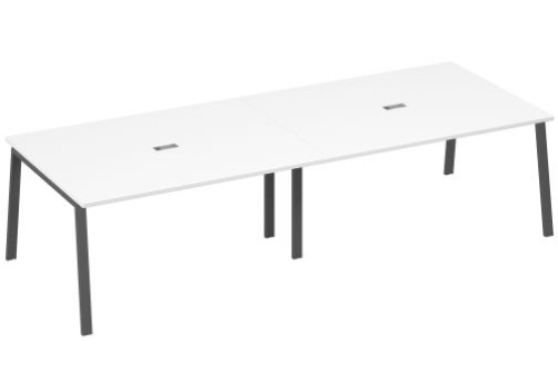 Стол для переговоров Мира Трио, цвет белый премиум + антрацит