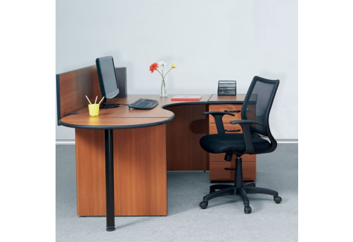 Стол эргономичный с приставкой, тумбой и экраном Линси, цвет орех