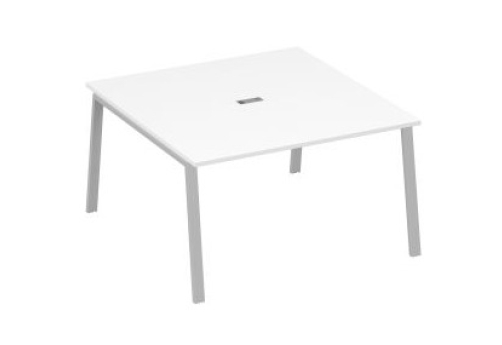 Стол для переговоров Мира Трио, цвет белый премиум + серый