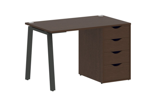 Стол письменный с тумбой 4 ящика, цвет венге + антрацит