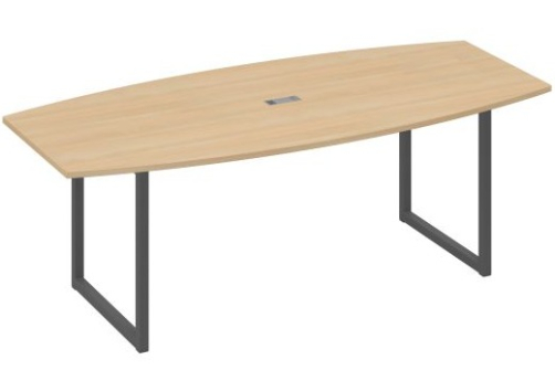 Стол для переговоров фигурный Мира Одри, цвет натуральный дуб + антрацит