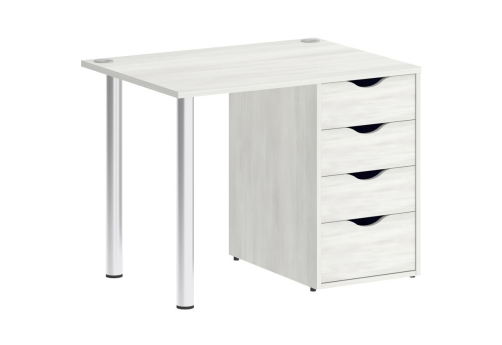 Стол письменный с тумбой 4 ящика, цвет белое дерево