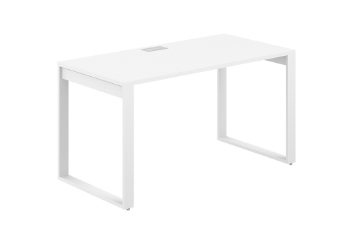 Стол рабочий с лючком Фламинго, цвет белый + белый