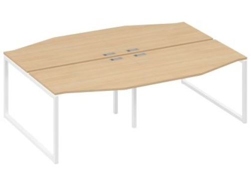 Рабочая станция эргономичная (4х120) Мира Одри, цвет натуральный дуб + белый