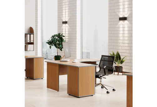 Стол эргономичный левый с приставной тумбой Колибри, цвет ольха